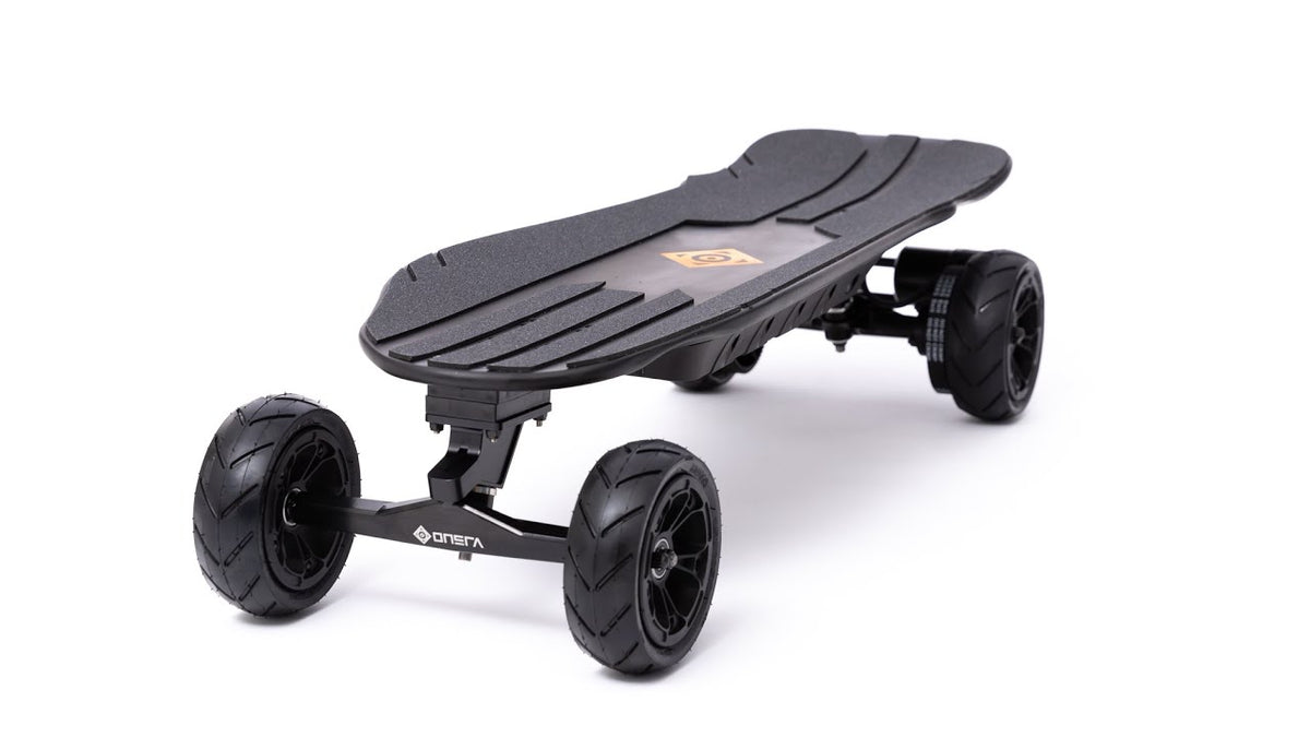 ONSRA Challenger AT kicktail electric skateboard riding off-road, video preview