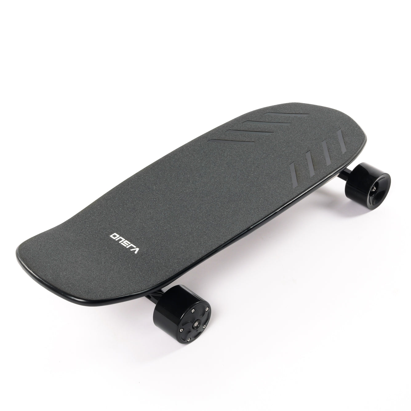 ZENO electric skateboard with lightweight carbon fiber and wood kicktail deck, stealthy hub motors, 14S power system, and swappable 99Wh travel battery — a super powerful yet portable electric longboard for commuting and travel.
