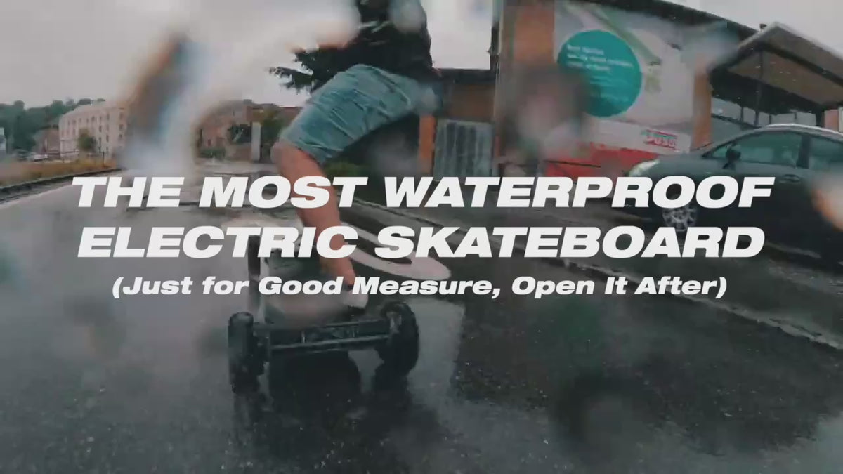 Load video: ONSRA VELAR riding through water – the most waterproof electric skateboard